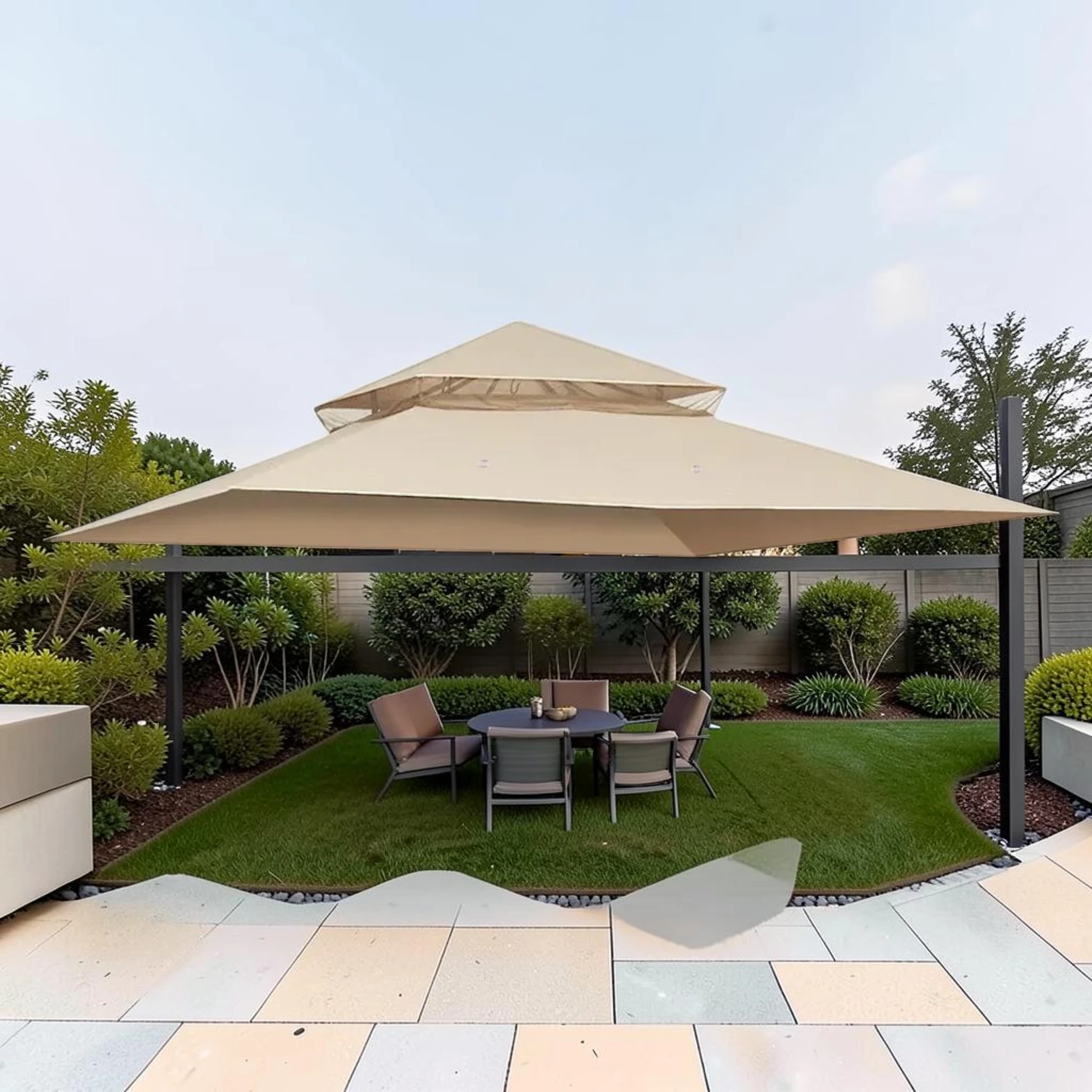 10x10 ft 2-Tier Madaga Gazebo Canopy Replacement Polyester PA Coating 10'7"x10'7"