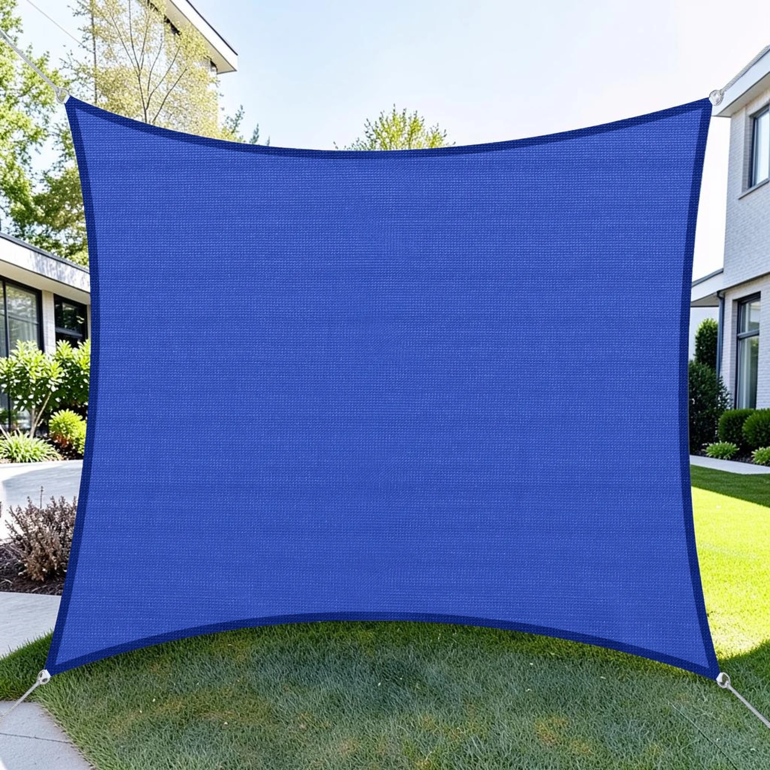 Rectangle Sun Shade Sail, 185 GSM Polyethylene Fabric, 20' x 16' Blue