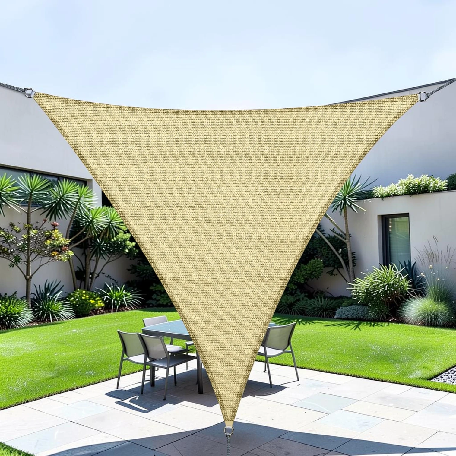 Triangle Sun Shade Sail, High-Density PE Fabric, 10ft UV Protection Canopy with Portable Bag