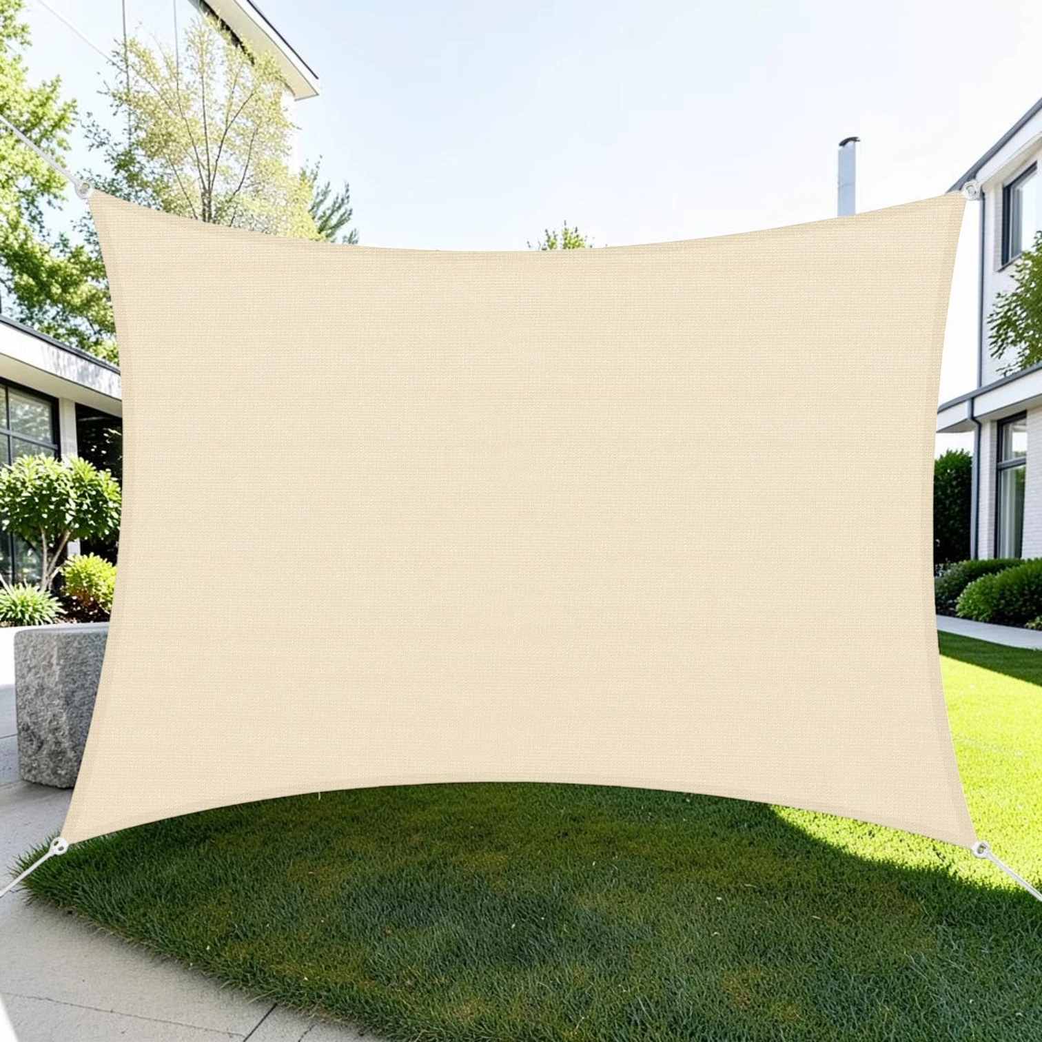 Sun Sail Shade, 13'x20' Cream Rectangle UV Protector Canopy for Outdoor Patio & Lawn with Bag