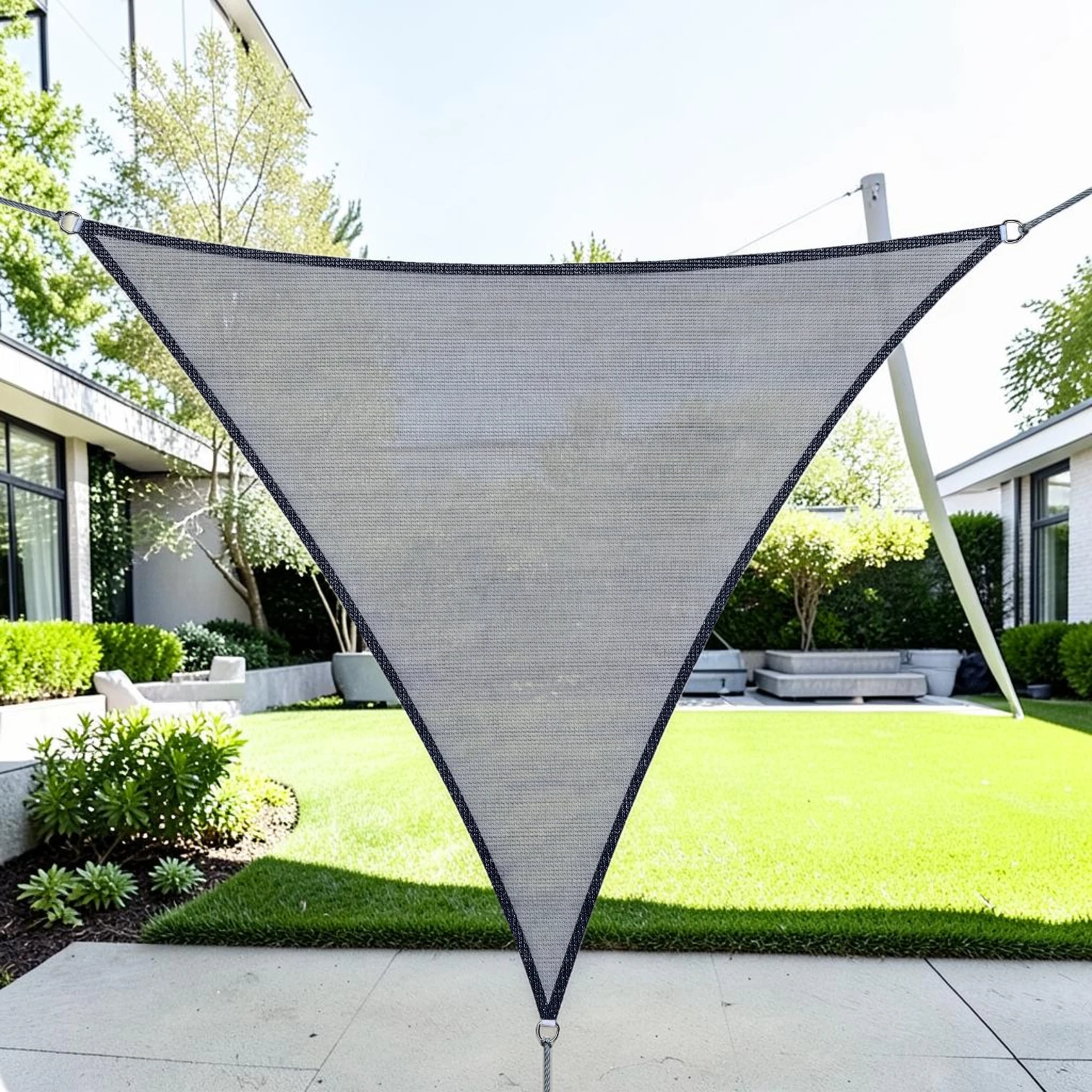 Triangular Sun Shade Sail, 10' UV Protection Canopy, PE Fabric, Grey with Carrying Bag