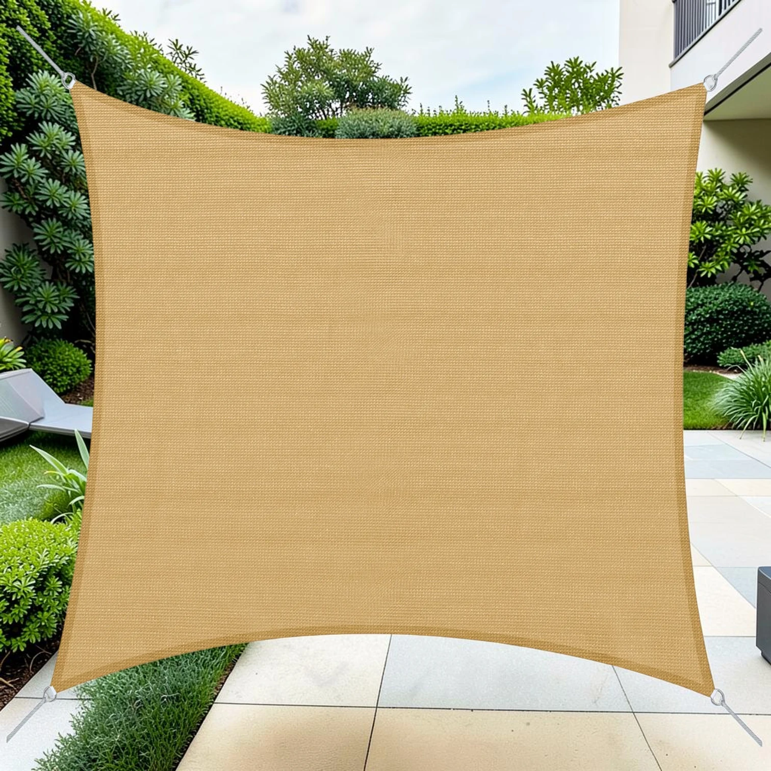 Square Sun Shade Sail, High-Density Polyethylene Fabric, 10'x10' UV Protection Canopy